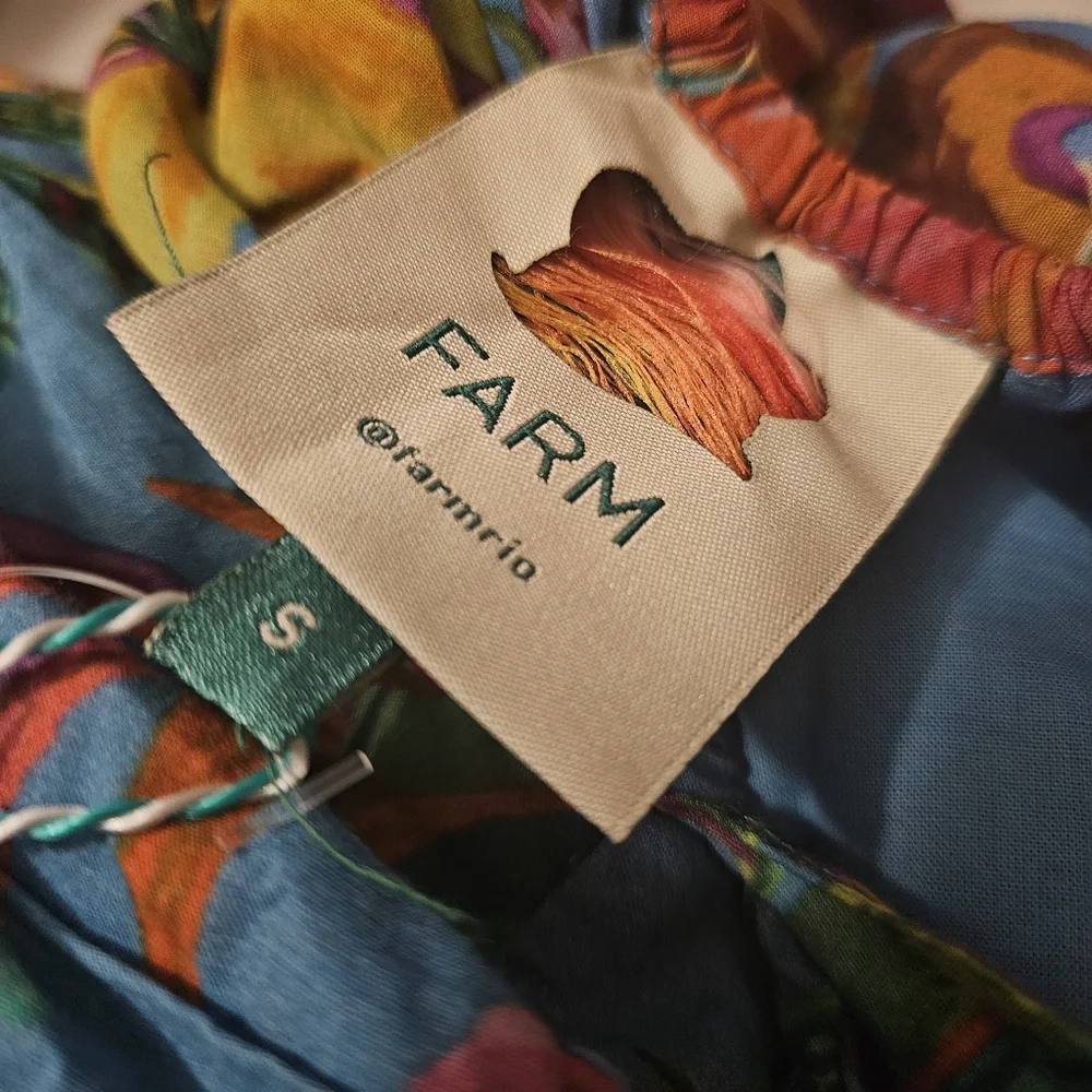 FARM RIO TOUCANS GARDEN MIDI DRESS IN BLUE Womens Small - Picture 9 of 9